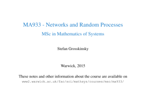 MA933 - Networks and Random Processes MSc in Mathematics of Systems