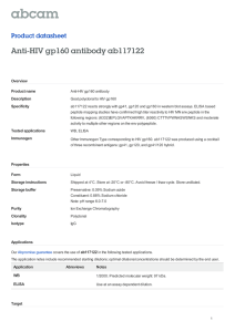 Anti-HIV gp160 antibody ab117122 Product datasheet Overview Product name