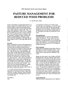 PASTURE MANAGEMENT FOR REDUCED WEED PROBLEMS OSU Extension Service Crop Science Report