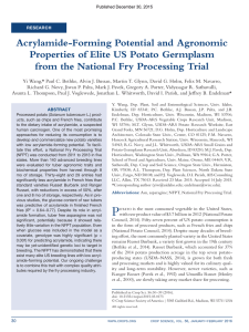 Acrylamide-Forming Potential and Agronomic Properties of Elite US Potato Germplasm
