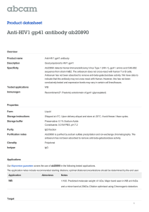 Anti-HIV1 gp41 antibody ab20890 Product datasheet Overview Product name