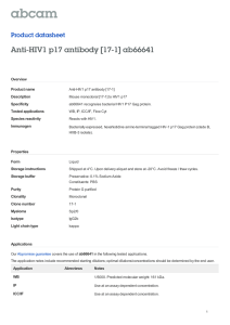 Anti-HIV1 p17 antibody [17-1] ab66641 Product datasheet Overview Product name