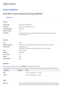 Anti-HIV1 p24 antibody [24-4] ab85530 Product datasheet 1 References Overview