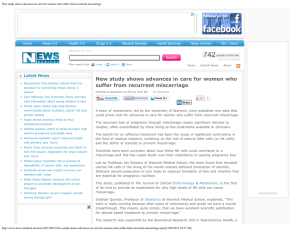 New study shows advances in care for women who Latest News