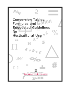 Conversion Tables, Formulas and Suggested Guidelines for