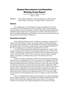 Student Recruitment and Retention Working Group Report