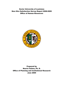 Xavier University of Louisiana New Hire Satisfaction Survey Report 2008-2009