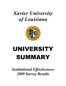 UNIVERSITY SUMMARY Xavier University of Louisiana