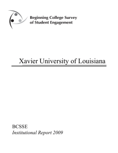 Xavier University of Louisiana BCSSE Institutional Report 2009