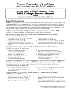 Xavier University of Louisiana 2003 College Student Report Executive Summary O