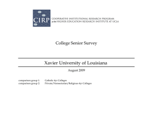 Xavier University of Louisiana College Senior Survey August 2009