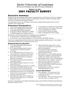 Xavier University of Louisiana 2001 FACULTY SURVEY Executive Summary O