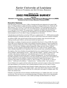 Xavier University of Louisiana 2002 FRESHMAN SURVEY  O