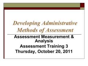 Developing Administrative Methods of Assessment Assessment Measurement &amp; Analysis