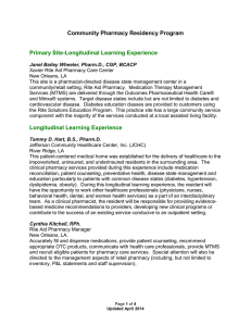 Community Pharmacy Residency Program  Primary Site-Longitudinal Learning Experience