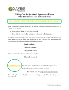 Editing Out Subject-Verb Agreement Errors: WHAT DOES “SUBJECT-VERB AGREEMENT ERROR” MEAN?