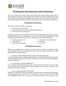 Writing the Introduction and Conclusion