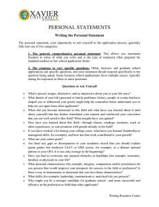 PERSONAL STATEMENTS Writing the Personal Statement