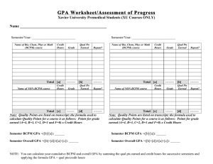 GPA Worksheet/Assessment of Progress