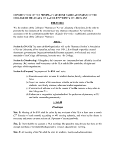 CONSTITUTION OF THE PHARMACY STUDENT ASSOCIATION (PSA) OF THE