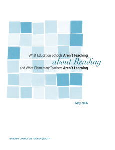 about Reading Aren’t Teaching Aren’t Learning May 2006