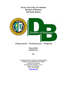 Xavier University of Louisiana Division of Business Self Study Report