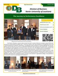 Division of Business Xavier University of Louisiana The Journey to Performance Excellence