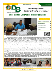 Small Business Center Gains National Recognition Division of Business  Xavier University of Louisiana 
