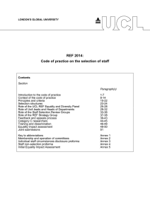 REF 2014: Code of practice on the selection of staff