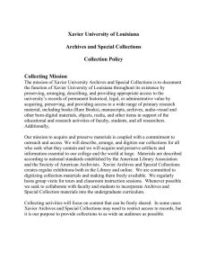 Xavier University of Louisiana Archives and Special Collections Collection Policy