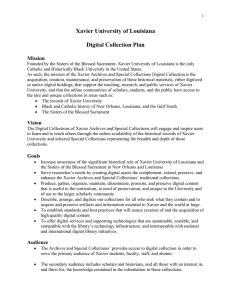 Xavier University of Louisiana  Digital Collection Plan Mission