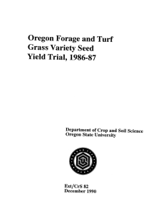 and Turf Oregon Forage Grass Variety Yield Trial,