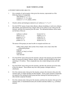 BASIC NOMENCLATURE  A STUDENT SHOULD BE ABLE TO: 1.