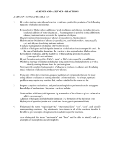 ALKENES AND ALKYNES – REACTIONS  A STUDENT SHOULD BE ABLE TO: 1.