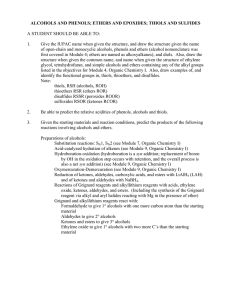 ALCOHOLS AND PHENOLS; ETHERS AND EPOXIDES; THIOLS AND SULFIDES  1.