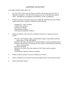 ALDEHYDES AND KETONES  A STUDENT SHOULD BE ABLE TO: 1.