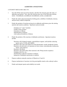 ALDEHYDES AND KETONES  A STUDENT SHOULD BE ABLE TO: 1.