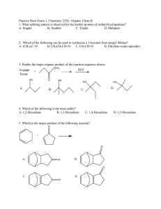 Practice Hour Exam 1, Chemistry 2220,  Organic Chem II