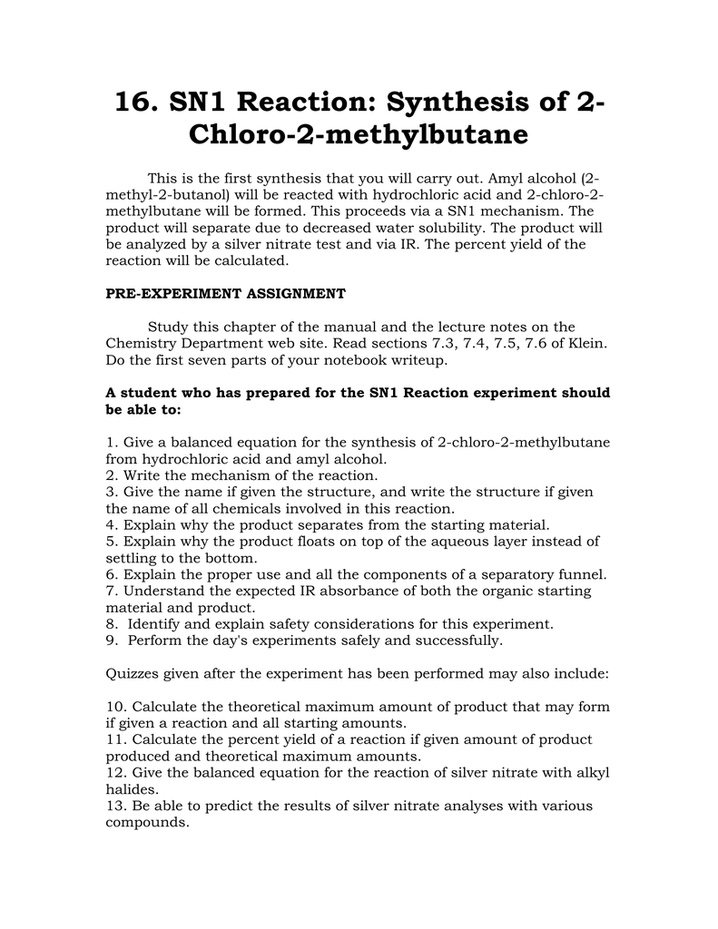 preparation of 2 chloro 2 methylpropane