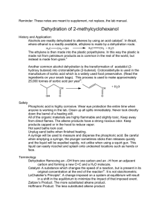 Dehydration of 2-methylcyclohexanol
