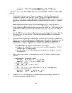 ALKANES – STRUCTURE, PROPERTIES, AND SYNTHESIS ABLE TO: 1.