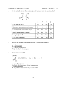 PRACTICE SECOND HOUR EXAM B ORGANIC CHEMISTRY 2210 1.