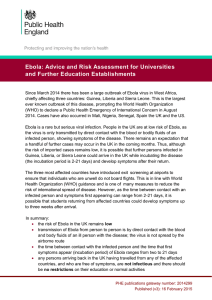 Ebola: Advice and Risk Assessment for Universities and Further Education Establishments