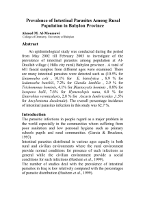 Prevalence of Intestinal Parasites Among Rural Population in Babylon Province Abstract