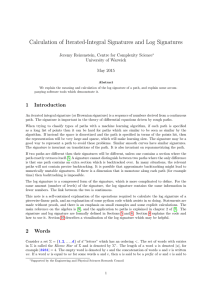 Calculation of Iterated-Integral Signatures and Log Signatures University of Warwick May 2015