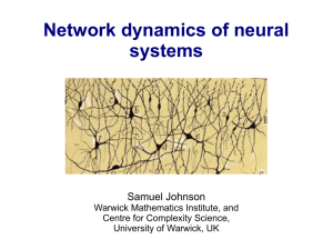 Network dynamics of neural systems Samuel Johnson Warwick Mathematics Institute, and