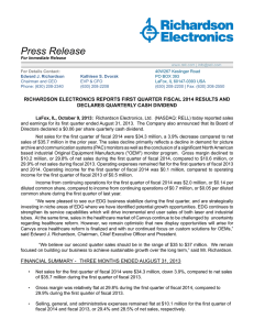 Press Release RICHARDSON ELECTRONICS REPORTS FIRST QUARTER FISCAL 2014 RESULTS AND