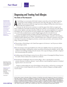 A Diagnosing and Treating Food Allergies Fact sheet