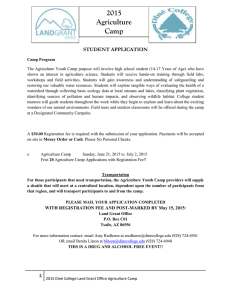 2015 Agriculture Camp STUDENT APPLICATION