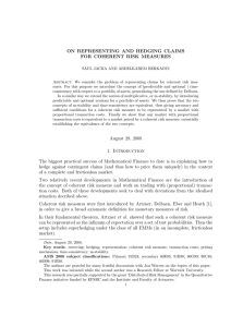 ON REPRESENTING AND HEDGING CLAIMS FOR COHERENT RISK MEASURES